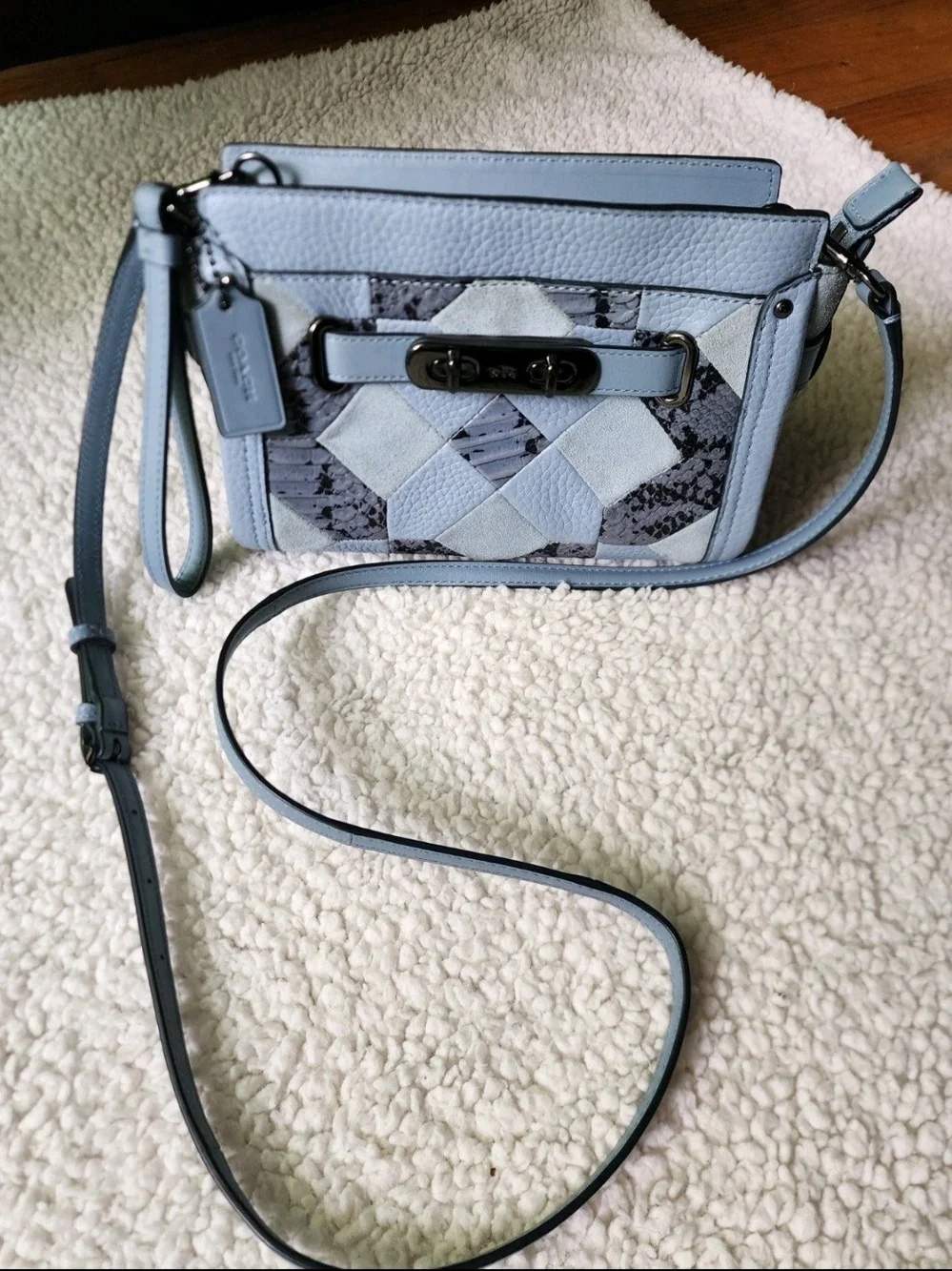 Coach Patchwork Crossbody Bag in Dusty Blue